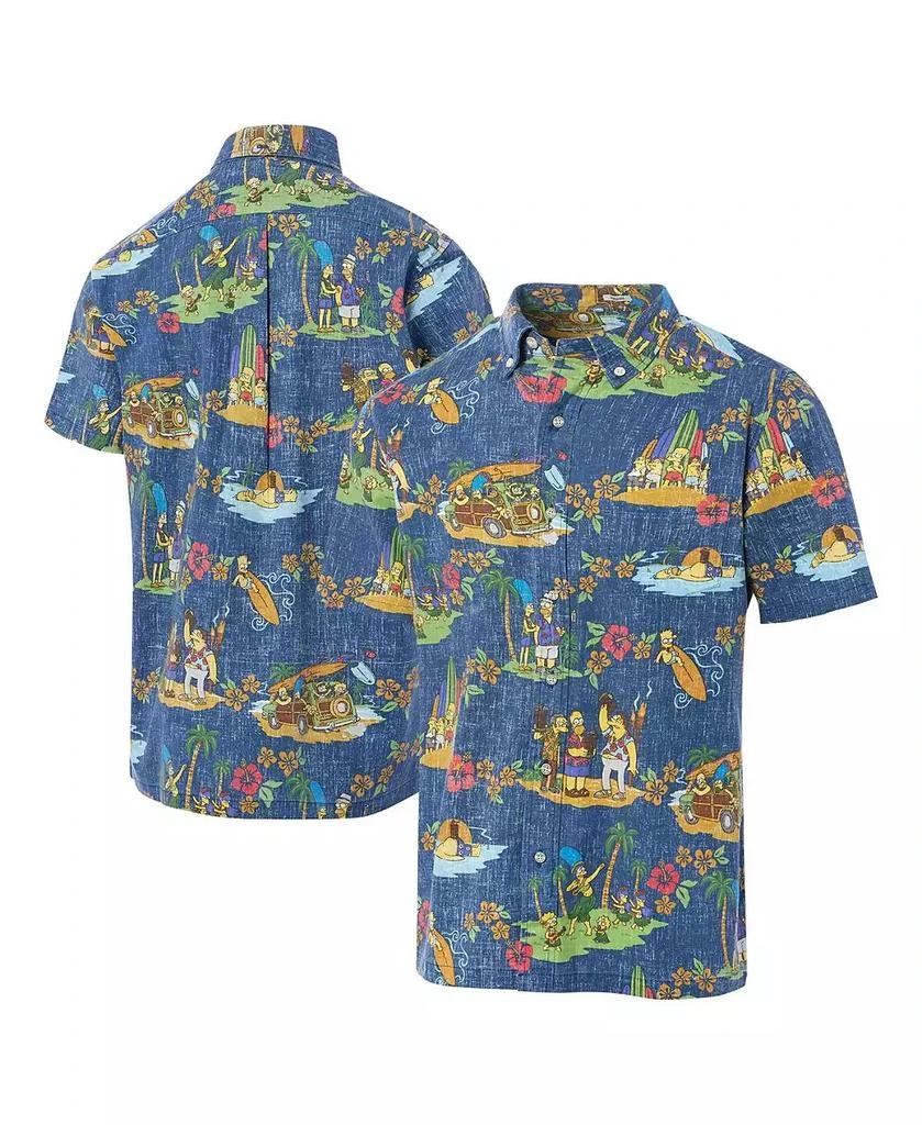 Reyn Spooner Men's Navy The Simpsons Hawaiian Vacation Button-Down Shirt 1