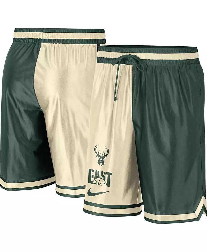 NIKE Men's Hunter Green, Cream Milwaukee Bucks Courtside Versus Force Split DNA Performance Shorts