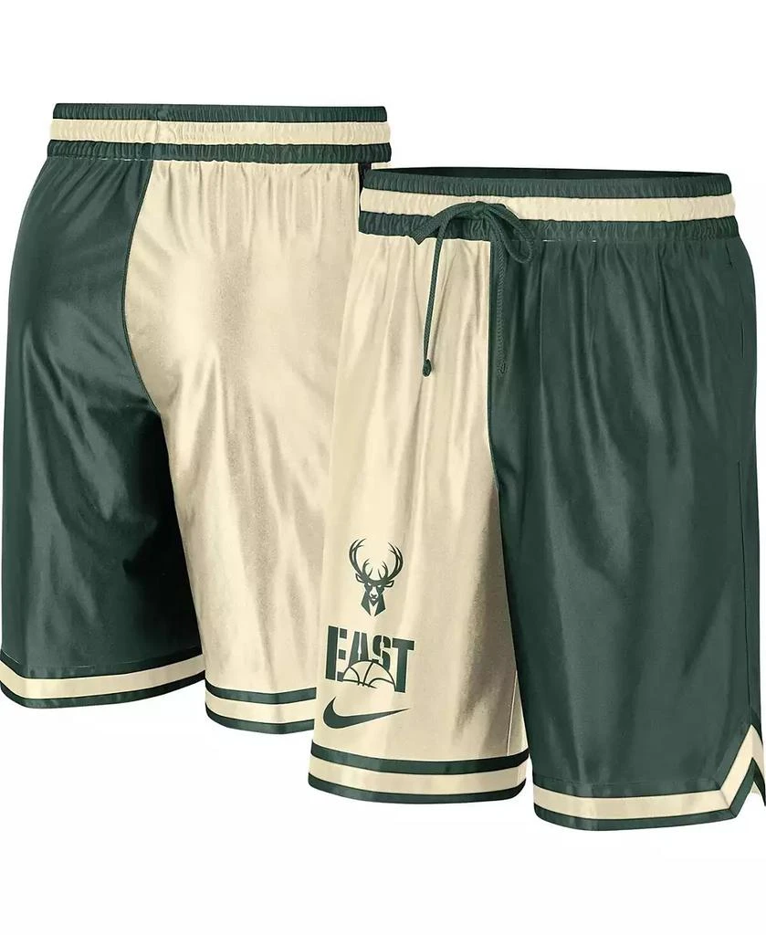 Nike Men's Hunter Green, Cream Milwaukee Bucks Courtside Versus Force Split DNA Performance Shorts 1