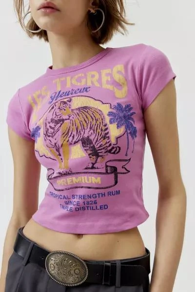 Urban Outfitters Les Tigres Retro Graphic Fitted Baby Tee 2