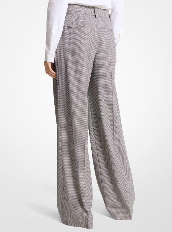 Michael Kors Dogtooth Stretch Wool Pleated Trousers
