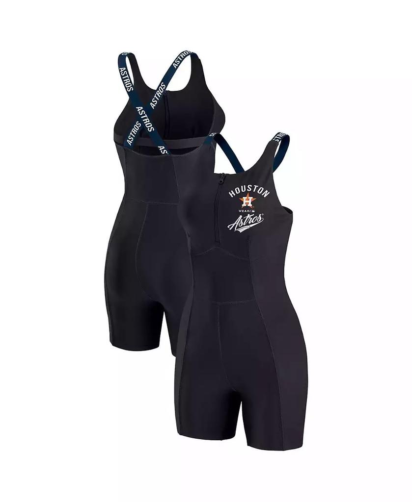 WEAR by Erin Andrews Women's Black Houston Astros Bodycon Quarter-Zip Romper