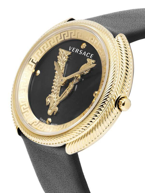 Versace Thea 28MM IP Yellow Goldtone Stainless Steel & Leather Watch 3