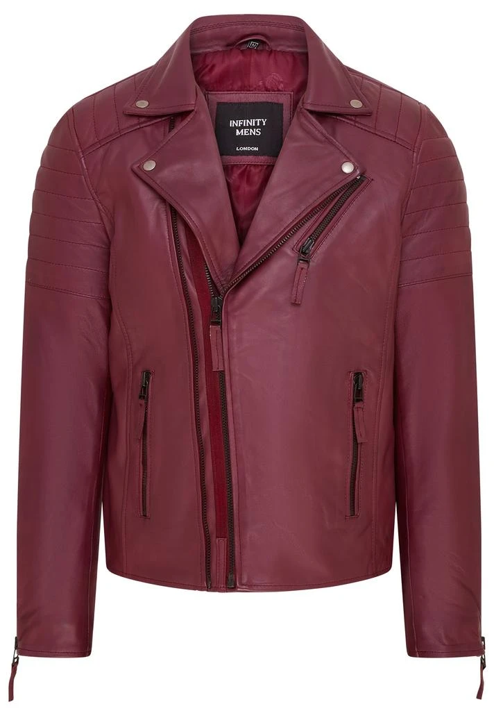 Infinity Leather Mens Brando Double Cross Zip Leather Biker Jacket- Fagernes 1