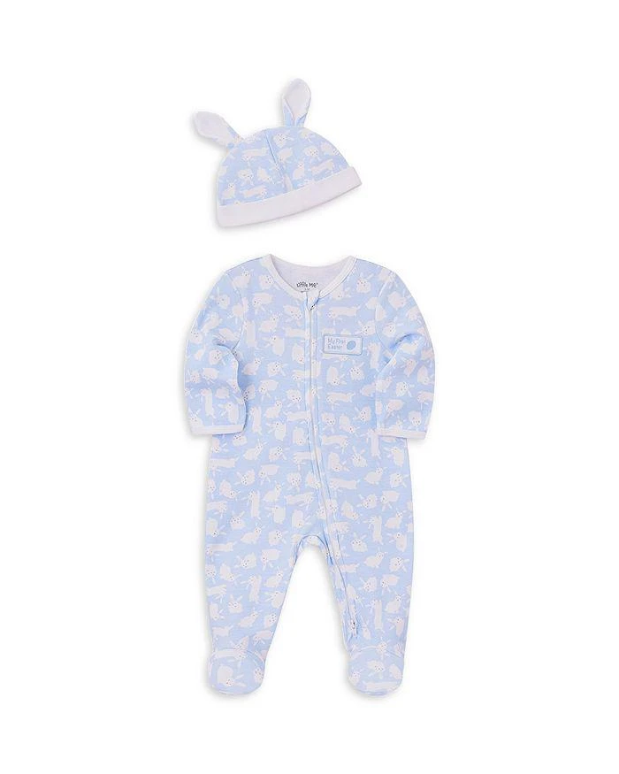 Little Me Boys' Bunny Cotton Footie & Hat Set - Baby 3