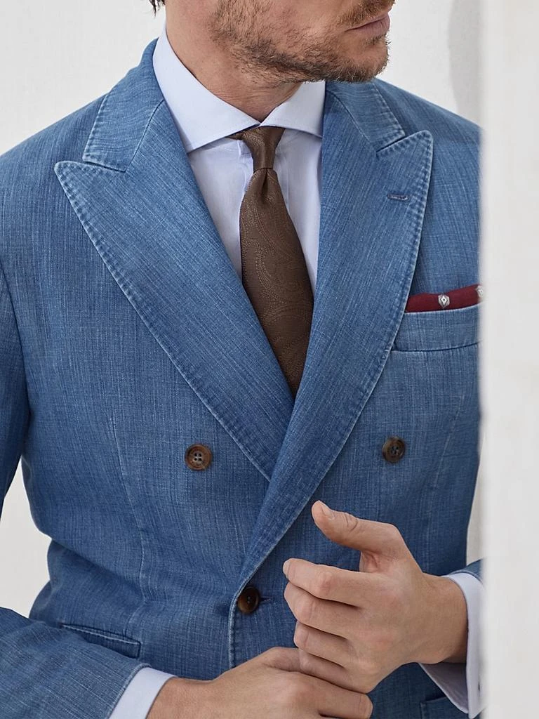 Brunello Cucinelli Old Denim Deconstructed One and a Half Breasted Blazer 4