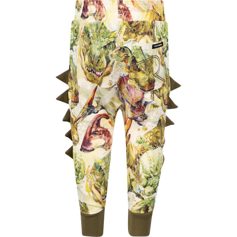 Rock Your Baby Dinos print track pants with spikes in white and khaki