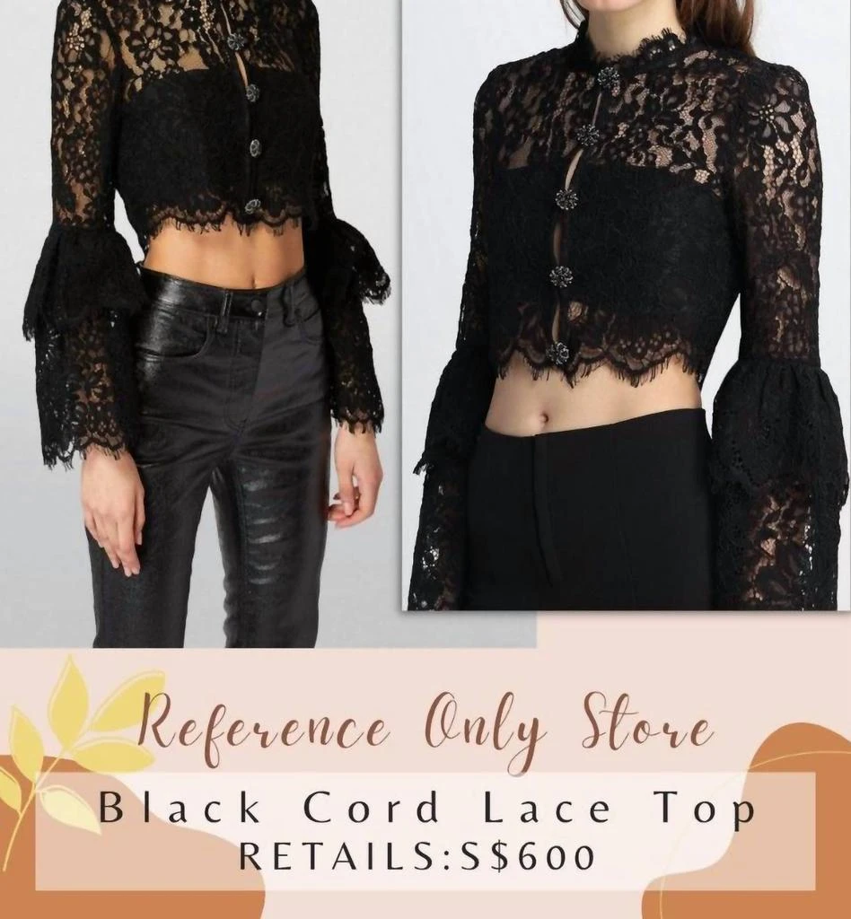 Self Portrait Cord Lace Top In Black 4