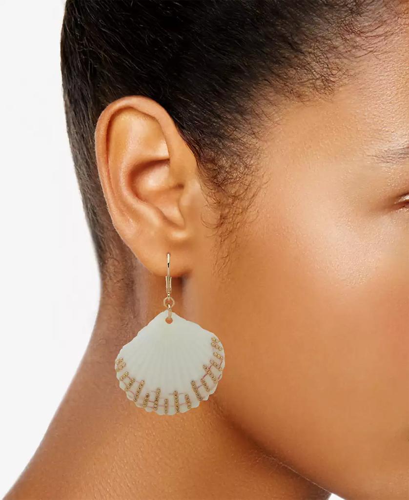 Lonna & Lilly Gold-Tone Chain-Accent Shell Drop Earrings