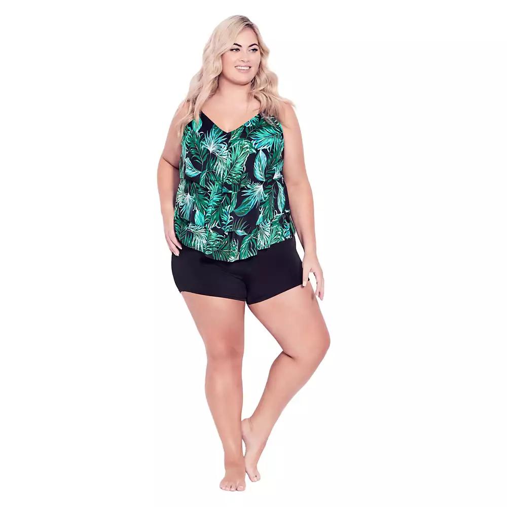 AVENUE Plus Size Swim Boy Short