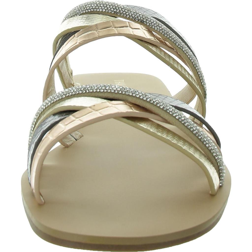Thalia Sodi Nari Womens Embellished Faux Leather Slide Sandals