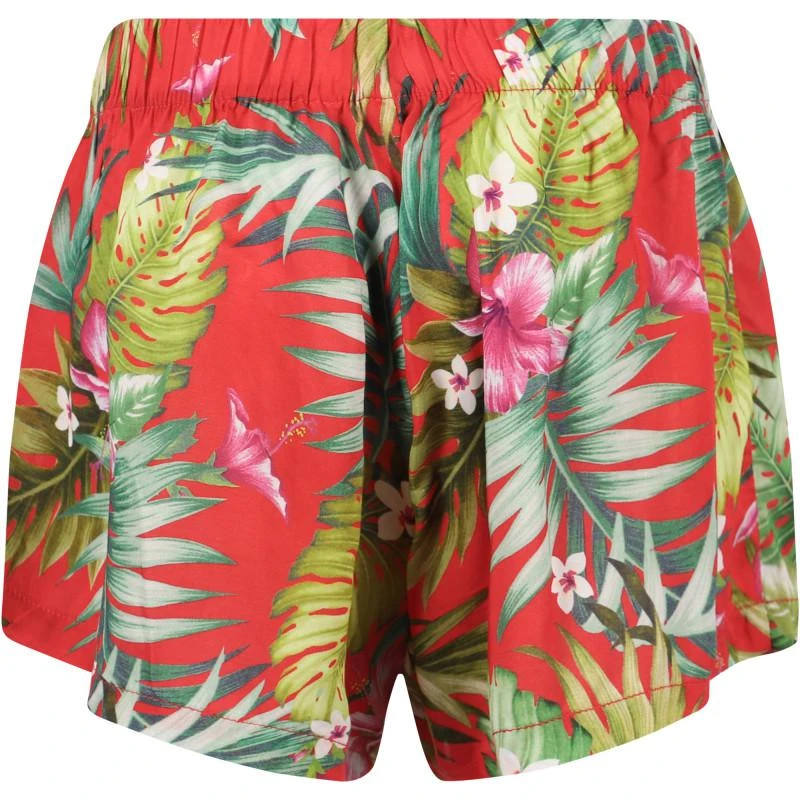 BANANA MOON Tropical print beach shorts in red 2