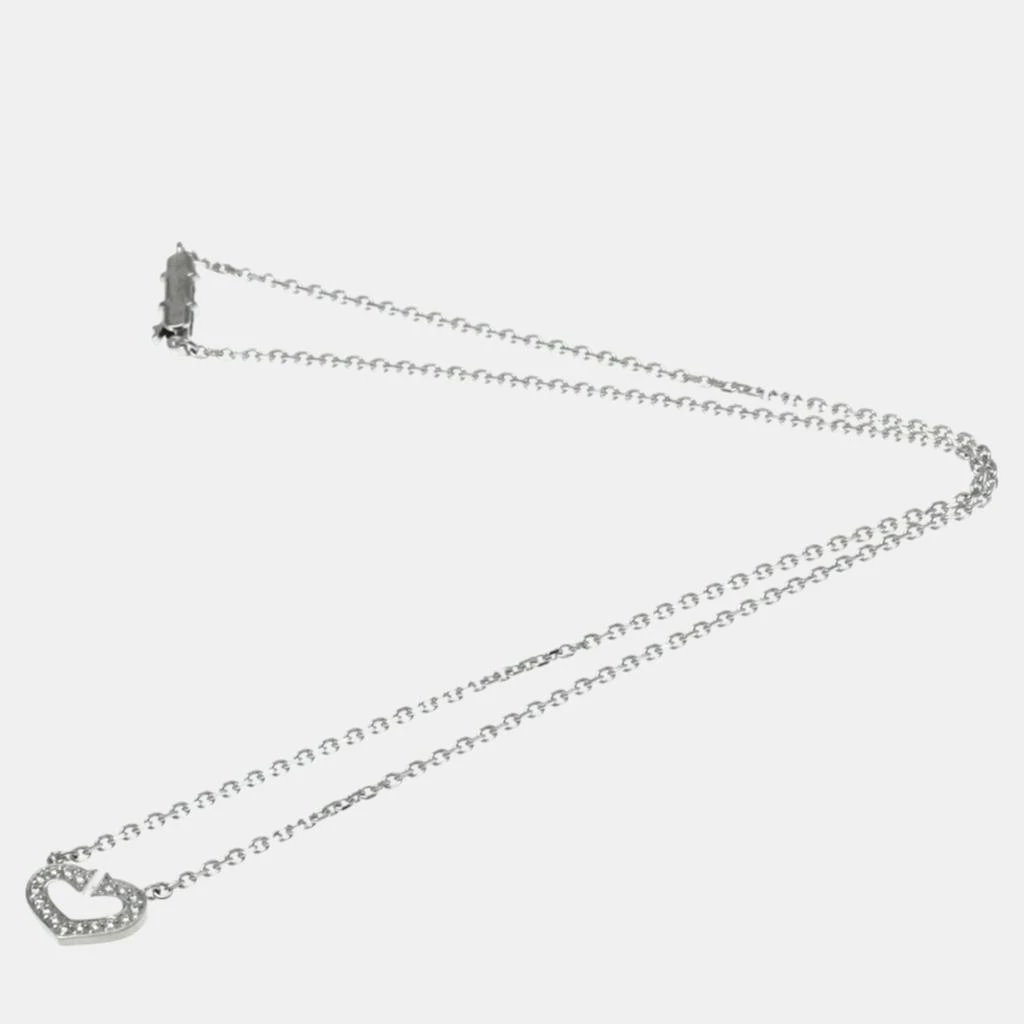 Cartier Cartier 18K White Gold and Diamond C De Cartier Heart Pendant Necklace 5