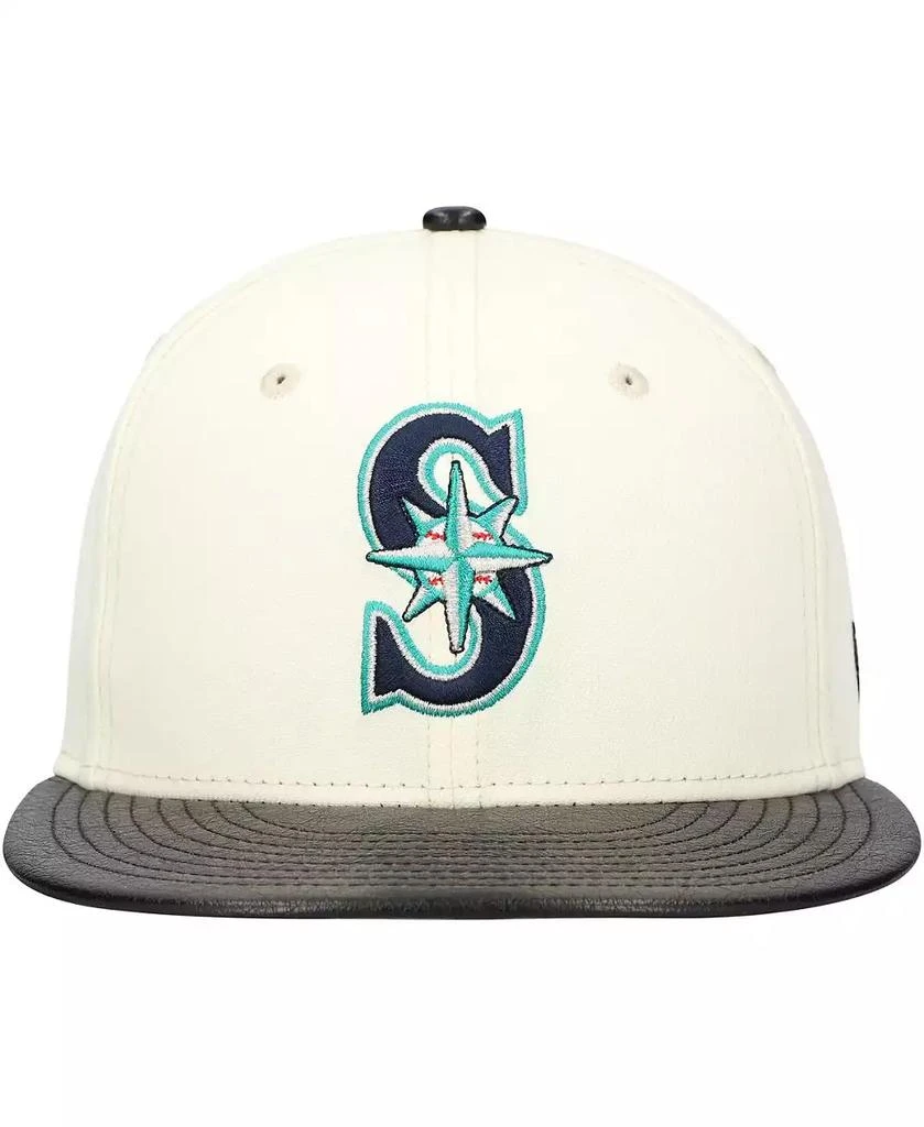 New Era Men's Cream Seattle Mariners Game Night Leather Visor 59FIFTY Fitted Hat 4
