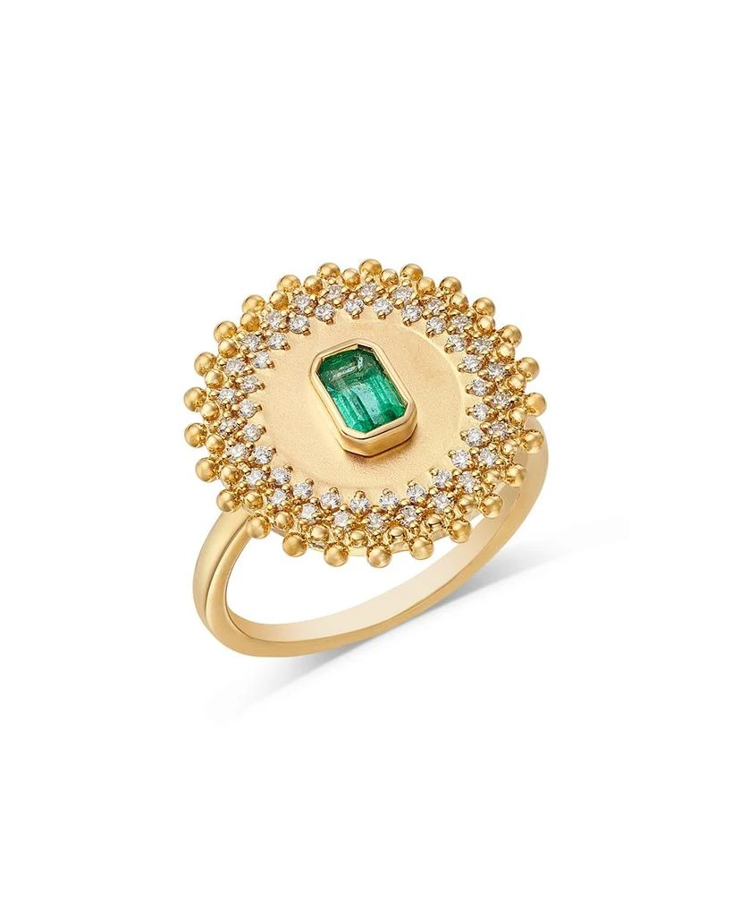 Bloomingdale
s Fine Collection Emerald 
Diamond Circle Statement Ring in 14K Yellow Gold 1