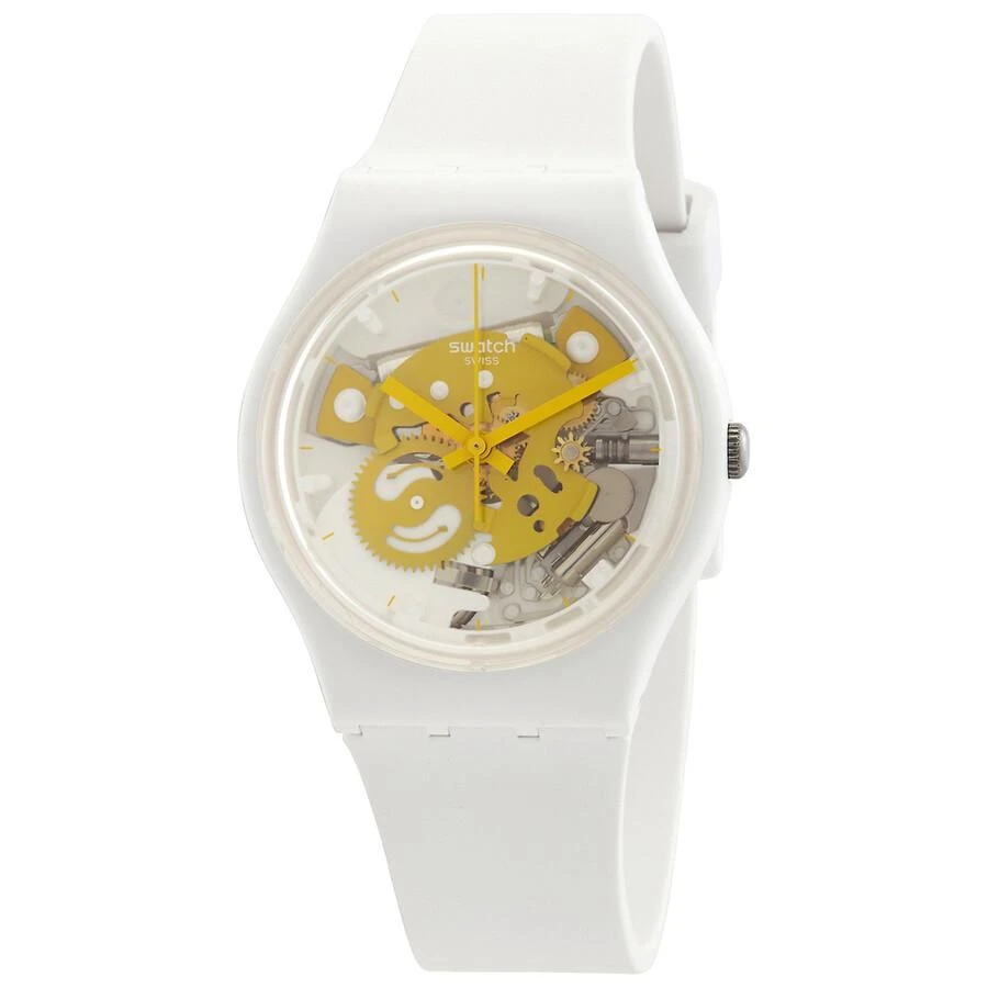 Swatch Bioceramic Time To Yellow Small Quartz White Dial Unisex Watch SO31W105