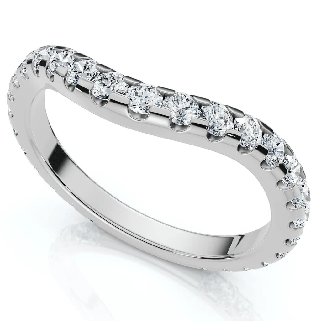 Pompeii3 3/4Ct Curved Pave Diamond Wedding Anniversary Ring 14k Gold Lab Grown 2