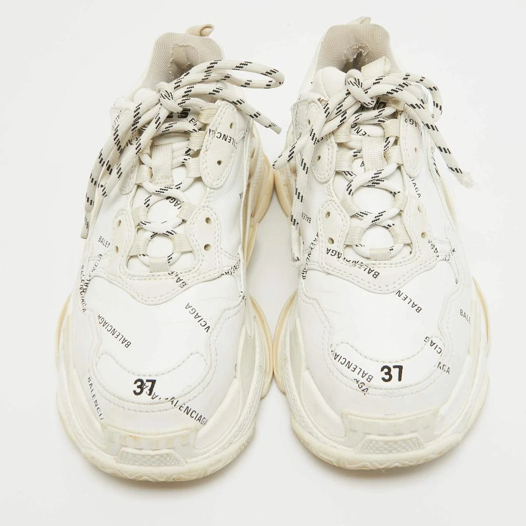 Balenciaga Balenciaga White Faux Leather Triple S Allover Logo Sneakers Size 37 3