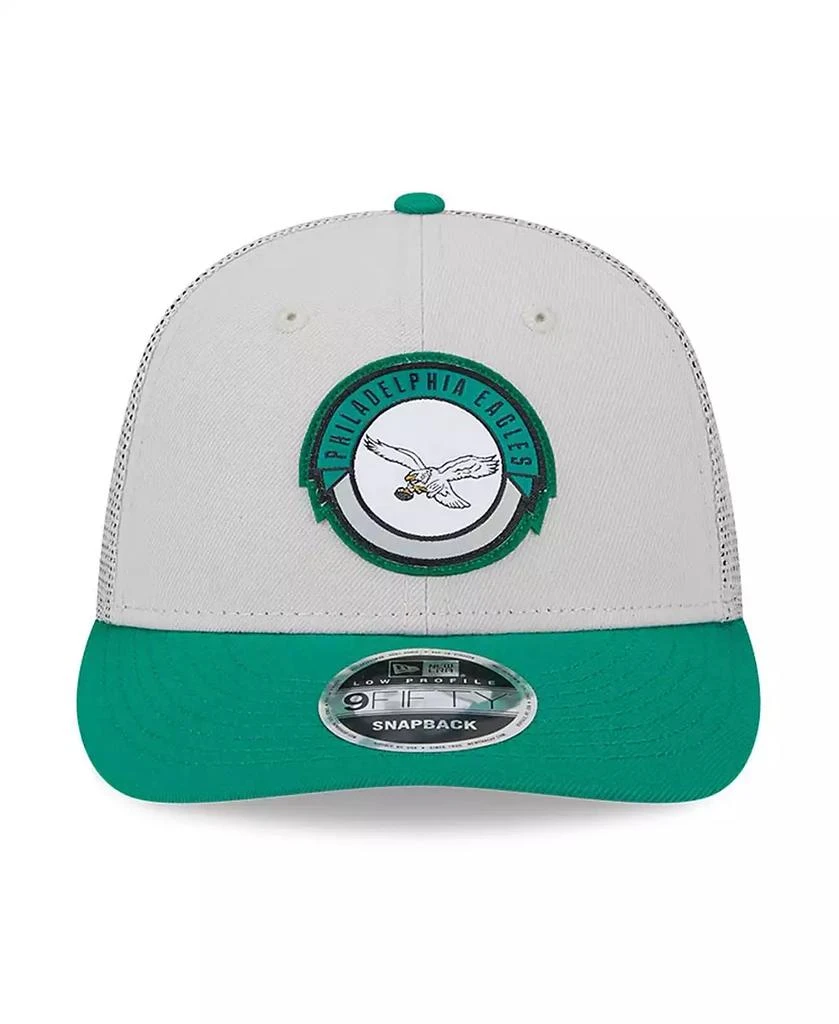 New Era Men's Cream, Kelly Green Philadelphia Eagles 2023 Sideline Historic Low Profile 9FIFTY Snapback Hat 3
