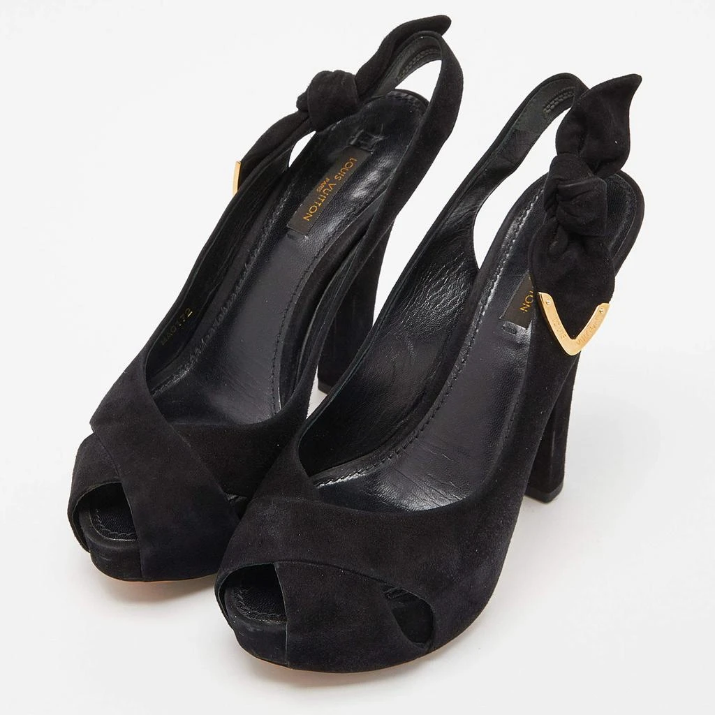 Louis Vuitton Louis Vuitton Black Suede Tonka Slingback Sandals Size 36.5 2