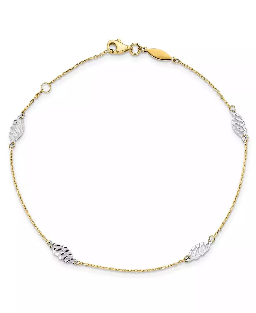 Macy
s Polished Leaf Anklet in 14k Yellow and White Gold