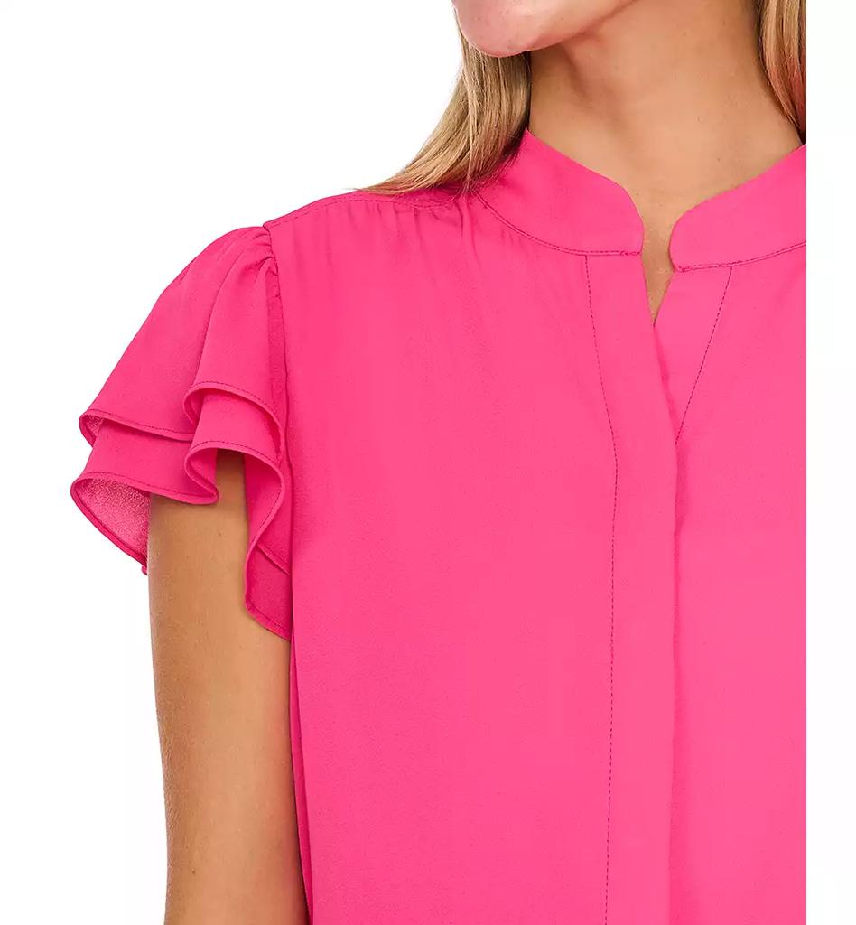 CeCe Women's Flutter-Sleeve Button-Front Blouse