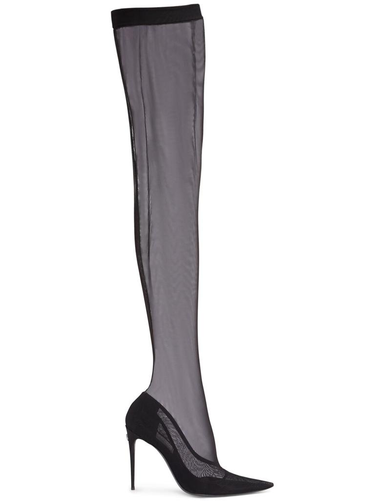 DOLCE & GABBANA 105mm Lollo Tulle Over-the-knee Boots