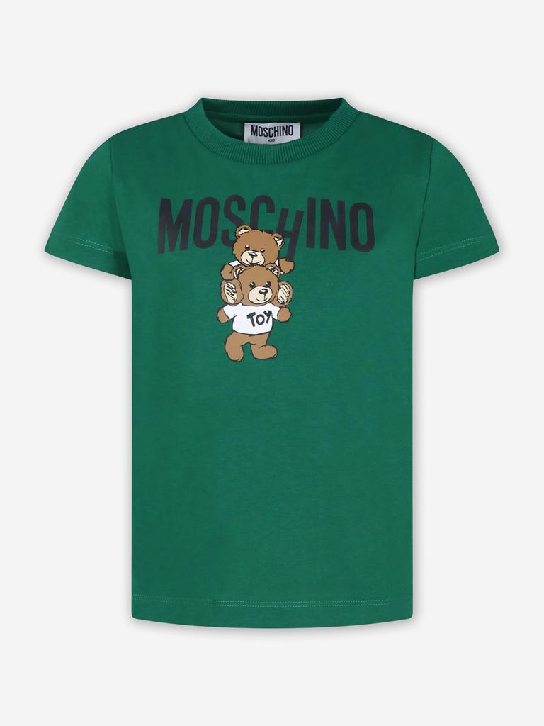 Moschino Moschino Kids Teddy Bear Logo T-Shirt in Green
