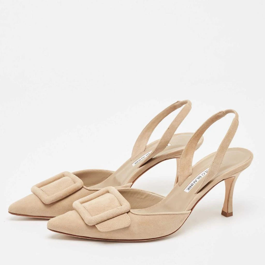 Manolo Blahnik Manolo Blahnik Beige Suede Maysli Slingback Pumps Size 39 2