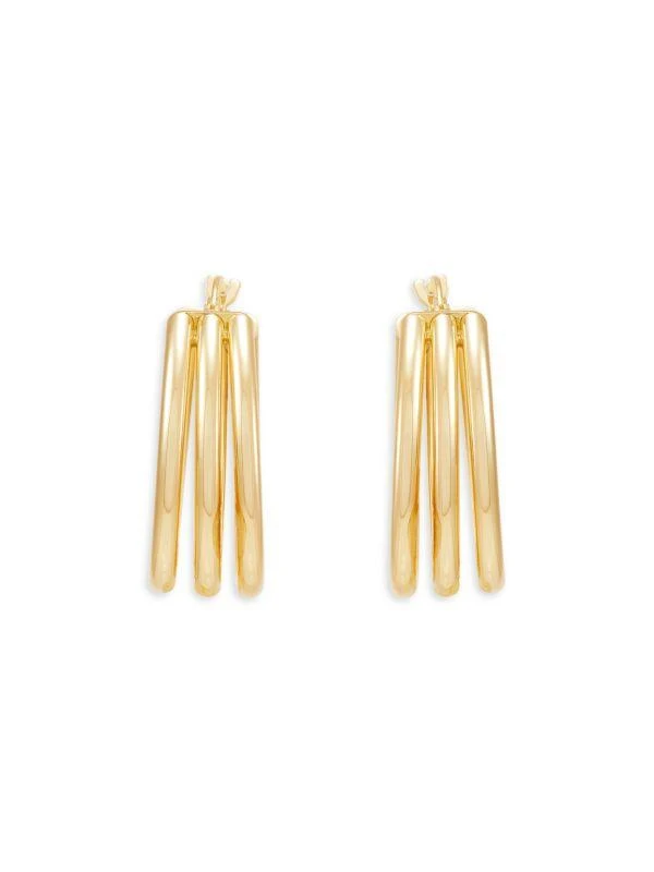 Saks Fifth Avenue 14K Yellow Gold Triple Row Hoop Earrings 2