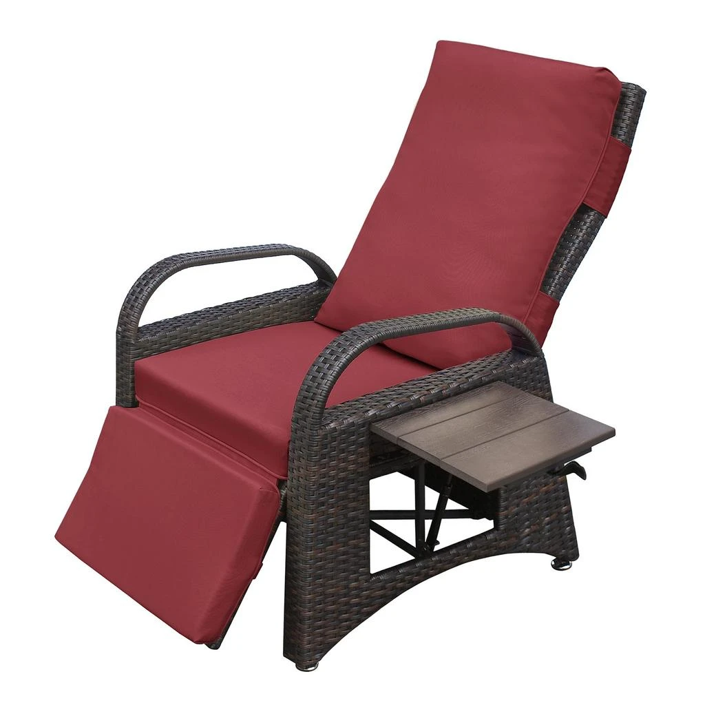 Streamdale Furniture Streamdale Adjustable Outdoor Rattan Recliner with Hidden Table 2