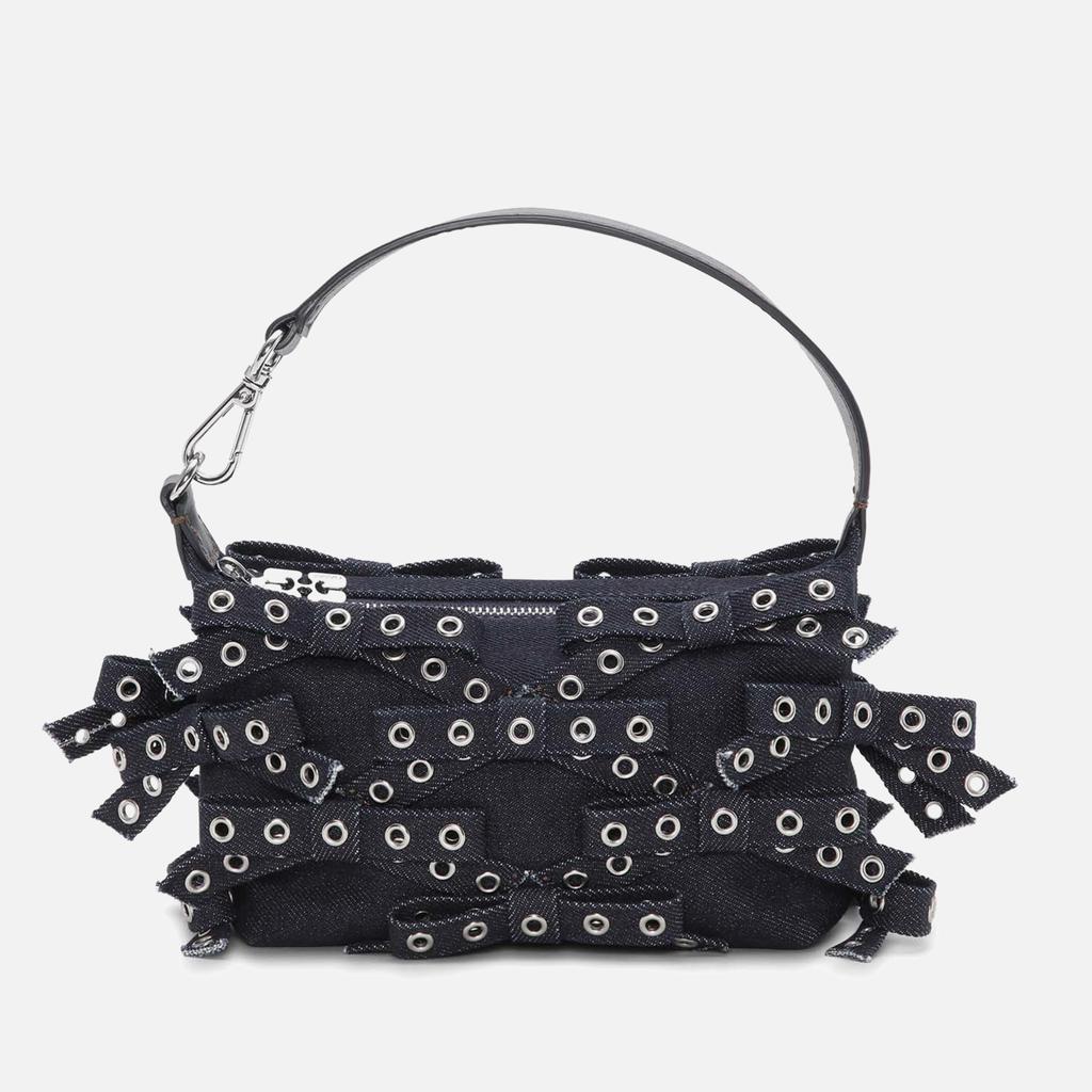 Ganni Butterfly Small Pouch Bow Eyelet Denim - Tote Bags