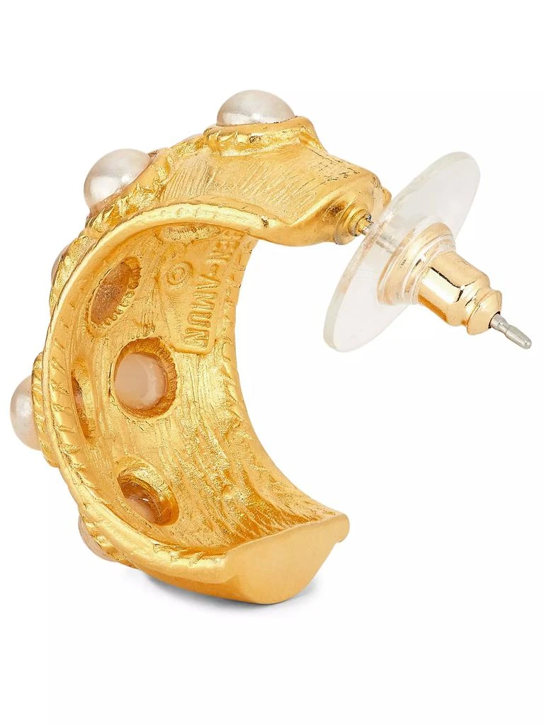 BEN-AMUN New Byzantine 24K-Gold-Plated &amp; Imitation Pearl Hoop Earrings 3