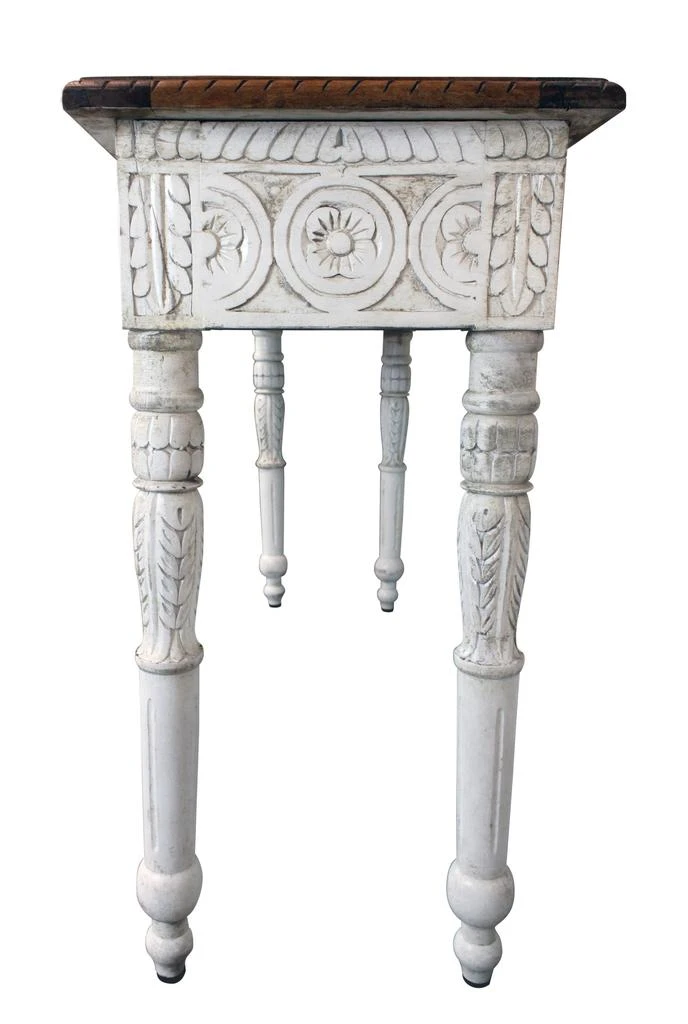 Hivvago 48" Natural and White Solid Wood Distressed Console Table 3
