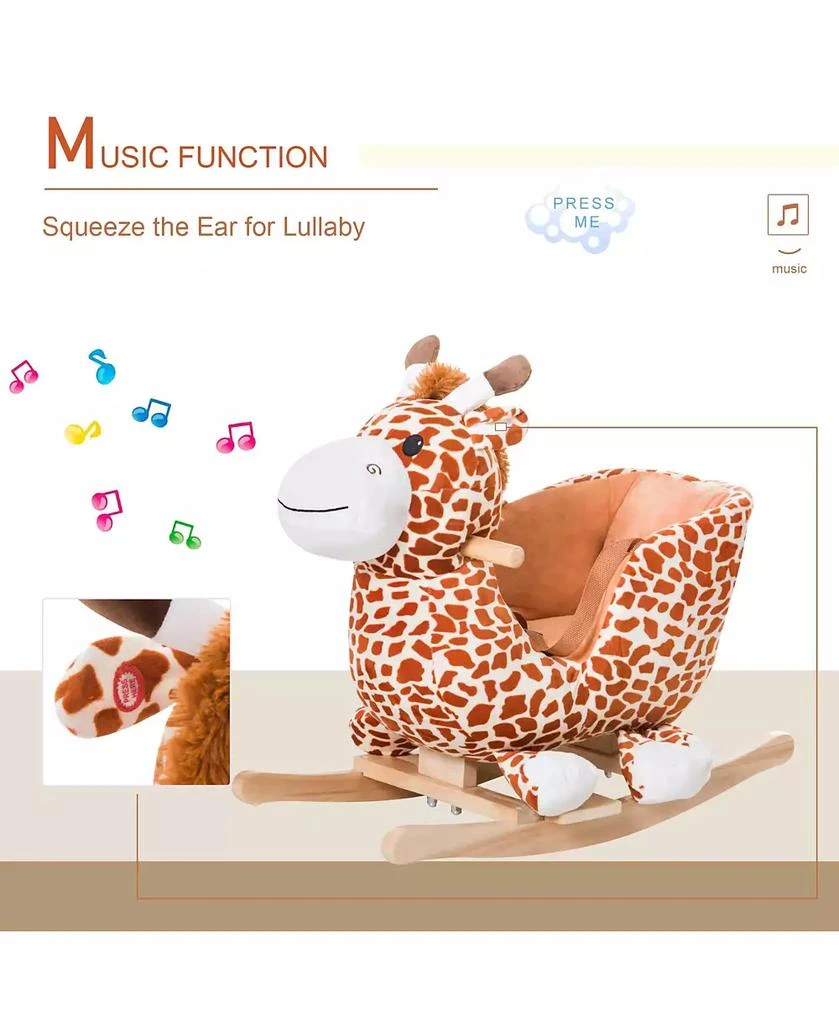 Qaba Baby Rocking Horse, Plush Animal Rocker w/ Realistic Sound, Pedals 4