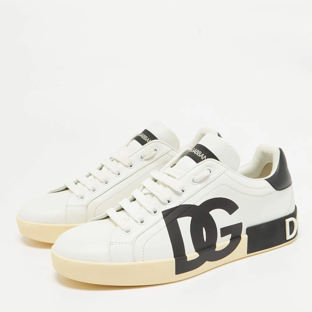 Dolce & Gabbana Dolce and Gabbana White/Blue Leather Portofino Royal Sneakers Size 42 2