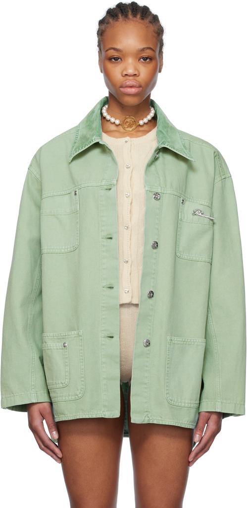 AURALEE Green Merino Mouton Shearling Shirt Jacket - Jackets