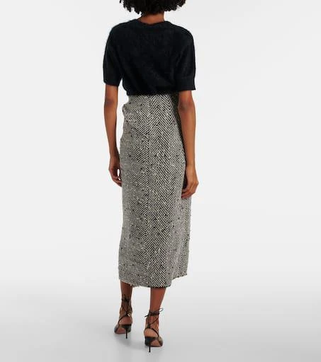 Erdem Draped herringbone midi skirt 3