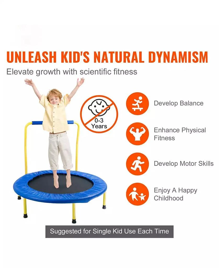 SUGIFT 3FT Kids Trampoline Foldable Indoor Outdoor Mini Trampoline 8
