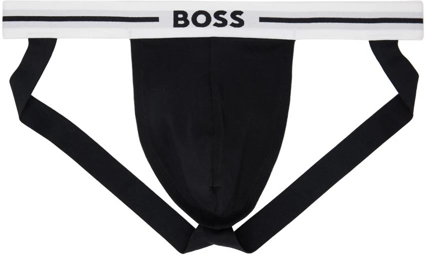 Hugo Boss Three-Pack Black Jacquard Logo Jock Straps 4