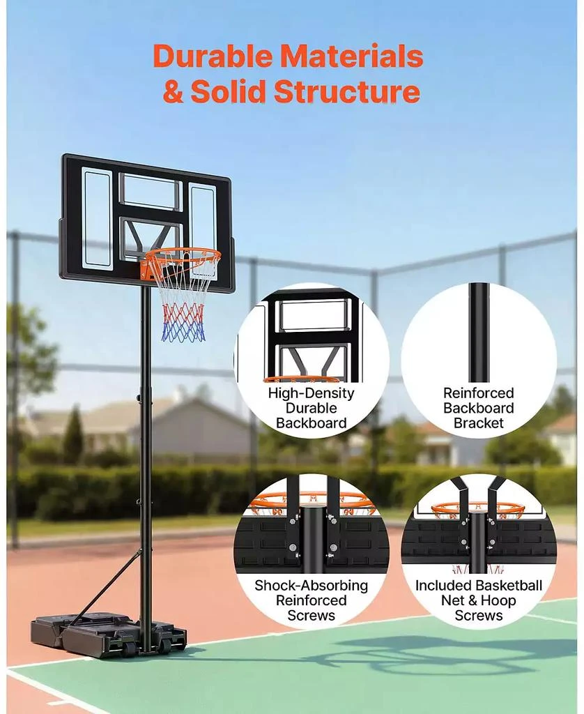 Mecale Portable Basketball Hoop, 4.4–10 ft Height Adjustable Stand, Built-In Rolling Wheels, Adjustable Goal System 6