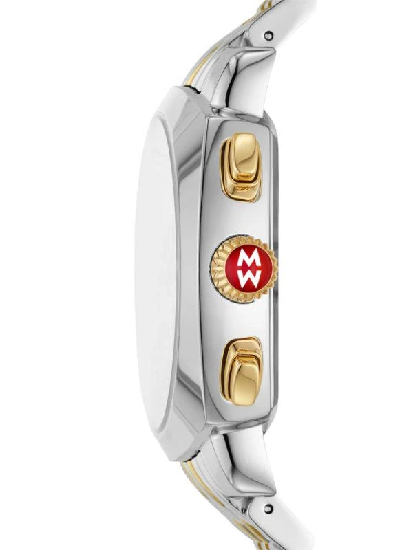 Michele Ascalon 38MM Two Tone 18K Goldplated Stainless Steel & Diamond Chronograph Watch 2