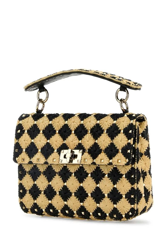 Valentino TWO-TONE RAFFIA MEDIUM ROCKSTUD SPIKE HANDBAG 2