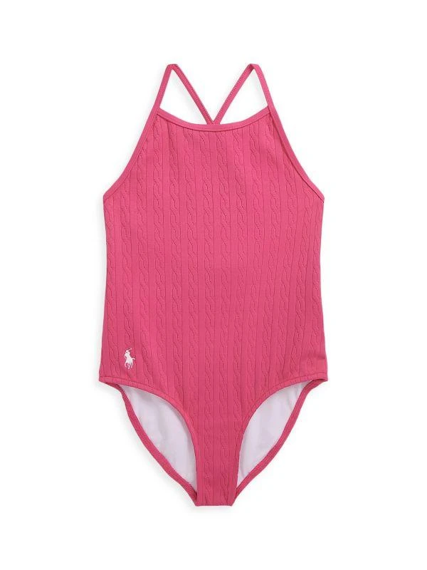 Ralph Lauren Little Girl's & Girl's Cable-Knit Print One-Piece Swimsuit 1