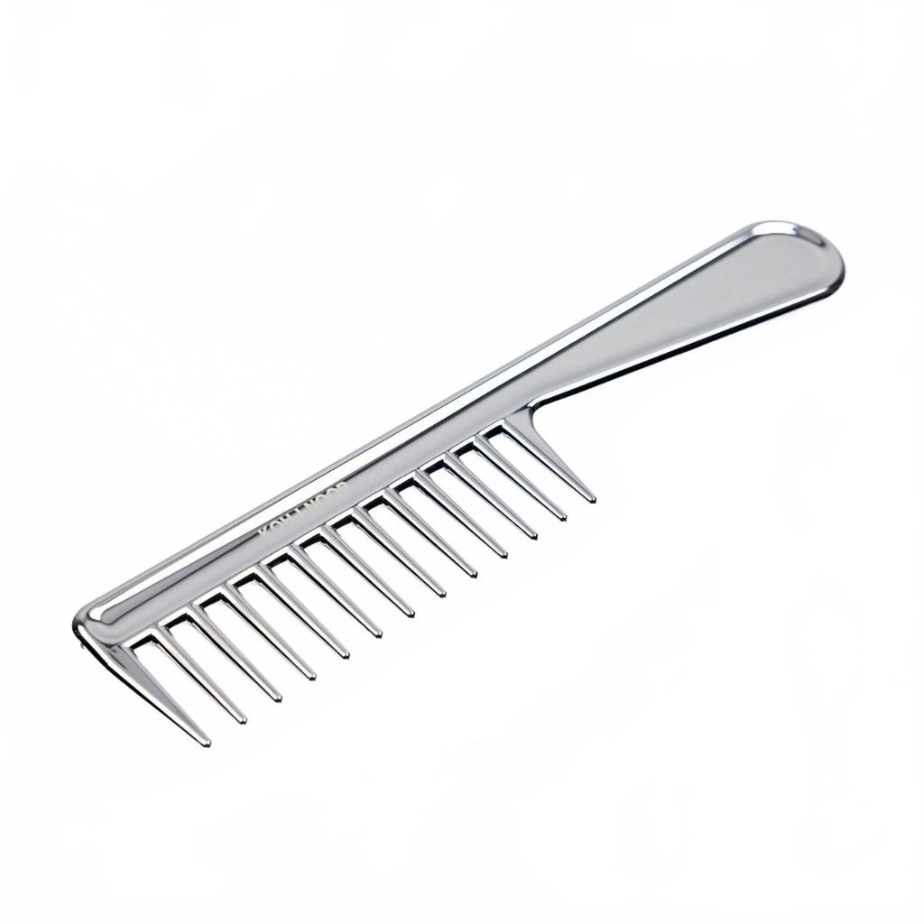 Koh-I-Noor Beauty USA Women's Wide Tooth Comb With Handle In Metallic Chrome
