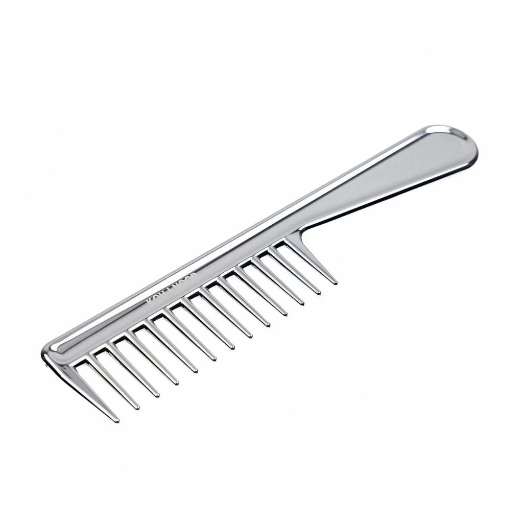 Koh-I-Noor Beauty USA Women's Wide Tooth Comb With Handle In Metallic Chrome 2