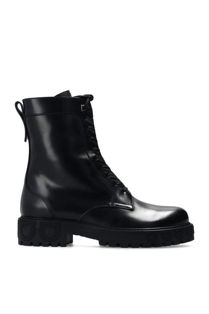 Salvatore Ferragamo Women
s Leather Combat Boots In Black 2