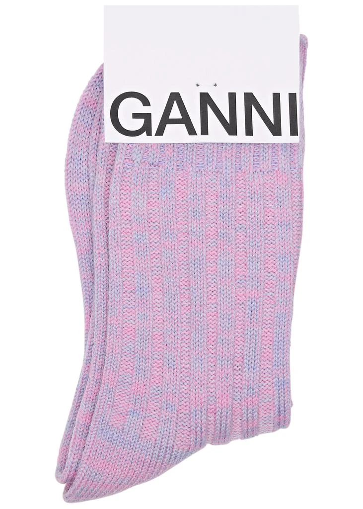 Ganni Logo wool and cashmere-blend socks  3