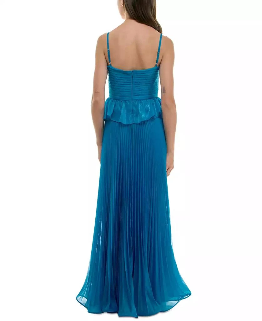 Taylor Women's Pleated Peplum Sleeveless Gown 3