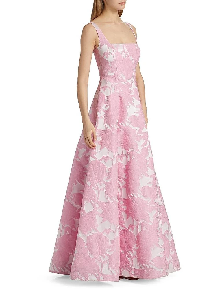 Theia Soleil Basque Waist Jacquard Gown 4